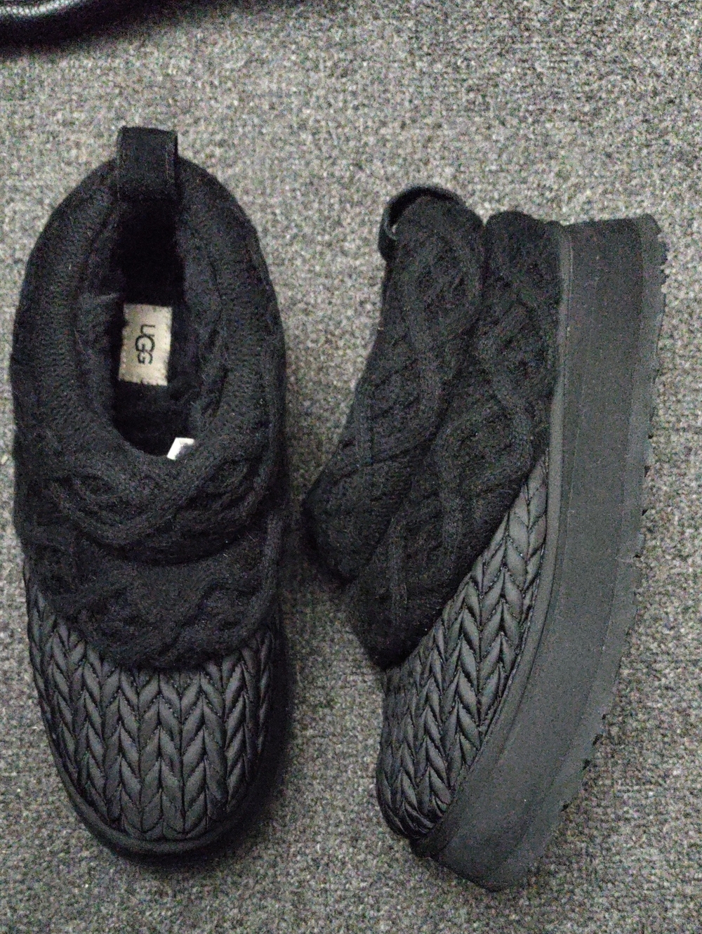 UGG Women's Tazz Villa Knit Black Platform Slippers/Booties #1158330